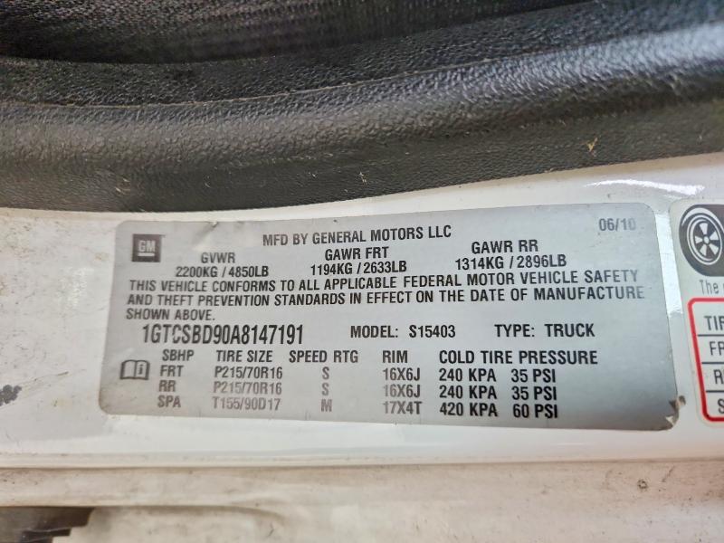 Aukcja sprzedaży 2010 Gmc Canyon, vin: 1GTCSBD90A8147191, numer aukcji: 69493486