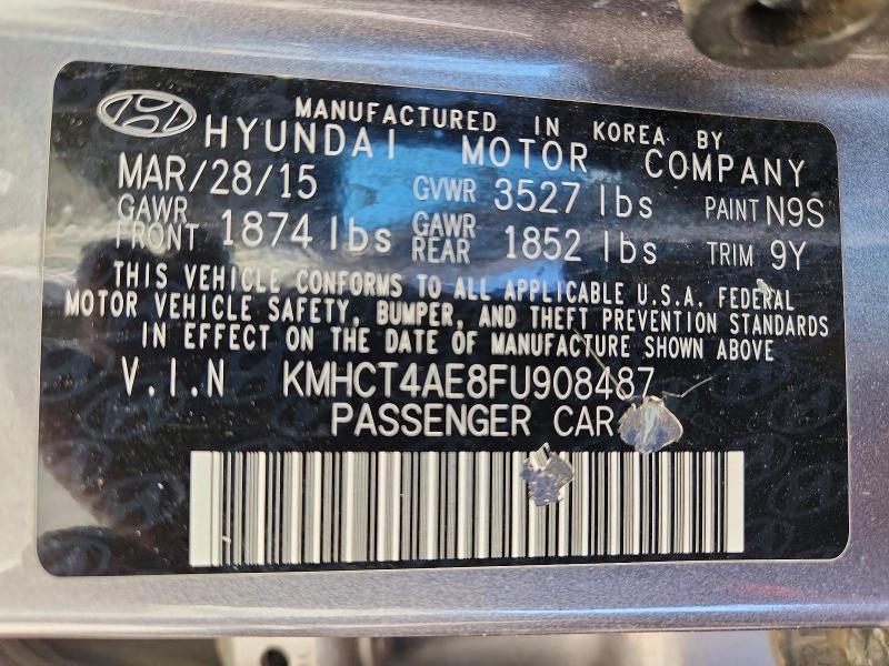 67543896 :رقم المزاد ، KMHCT4AE8FU908487 vin ، 2015 Hyundai Accent مزاد بيع