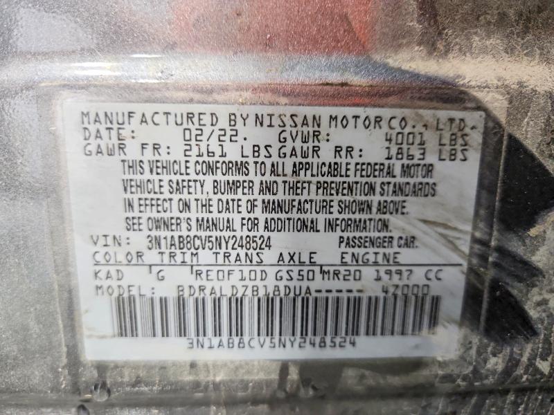 2022 Nissan Sentra მანქანა იყიდება აუქციონზე, vin: 3N1AB8CV5NY248524, აუქციონის ნომერი: 69413536