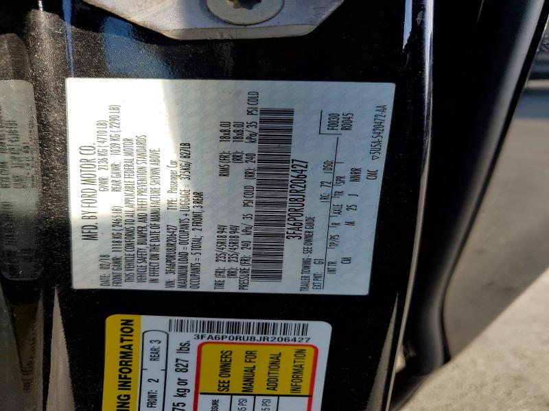 Продаж на аукціоні авто 2018 Ford Fusion, vin: 3FA6P0RU8JR206427, номер лоту: 60330276