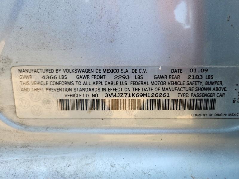 2009 Volkswagen Jetta მანქანა იყიდება აუქციონზე, vin: 3VWJZ71K69M126261, აუქციონის ნომერი: 70316776