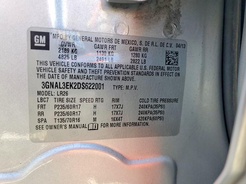 68095006 :رقم المزاد ، 3GNAL3EK2DS622001 vin ، 2013 Chevrolet Captiva مزاد بيع
