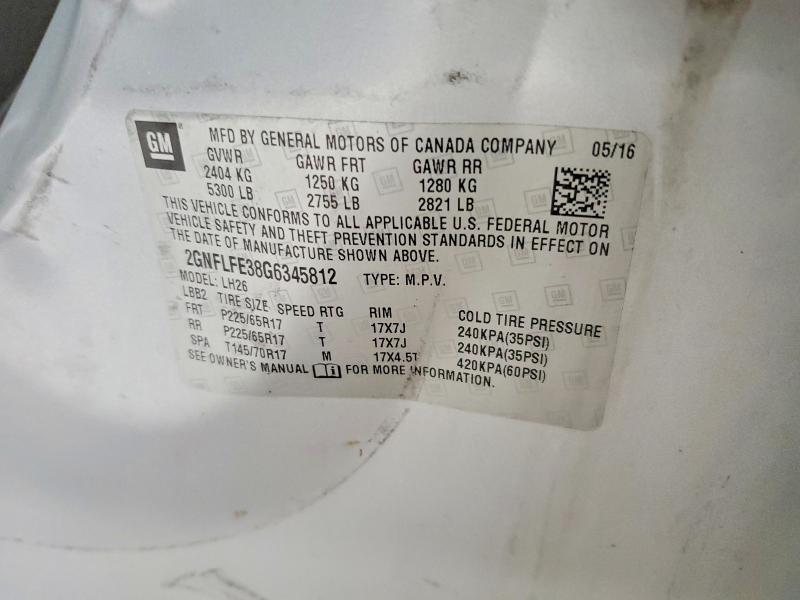 Aukcja sprzedaży 2016 Chevrolet Equinox, vin: 2GNFLFE38G6345812, numer aukcji: 67433346