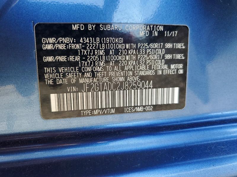 Продаж на аукціоні авто 2018 Subaru Crosstrek, vin: JF2GTADC2J8259044, номер лоту: 70167476