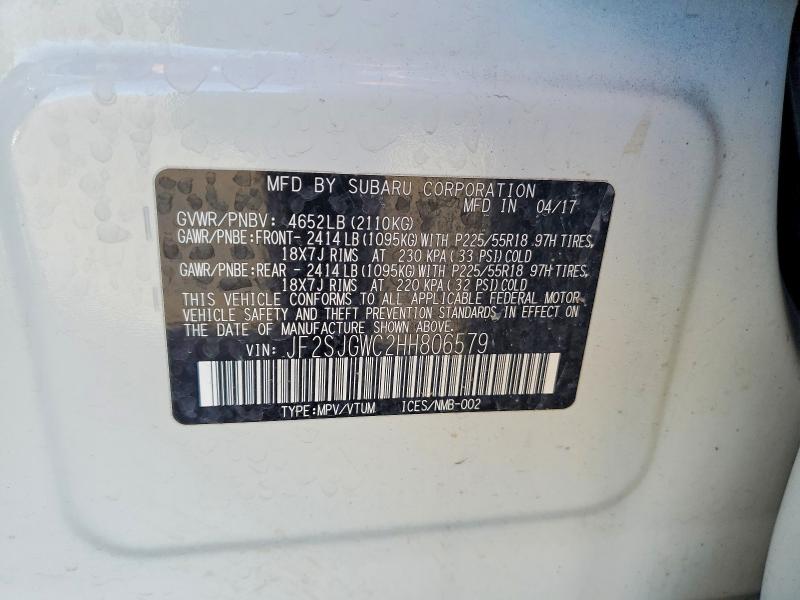 Продажа на аукционе авто 2017 Subaru Forester, vin: JF2SJGWC2HH806579, номер лота: 67969726