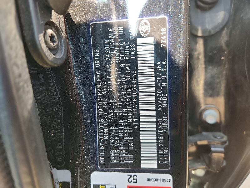 Продаж на аукціоні авто 2022 Toyota Camry, vin: 4T1T11AK6NU649555, номер лоту: 66483426