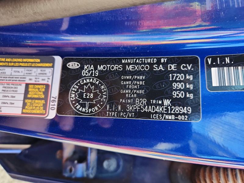 68992866 :رقم المزاد ، 3KPF54AD4KE128949 vin ، 2019 Kia Forte مزاد بيع
