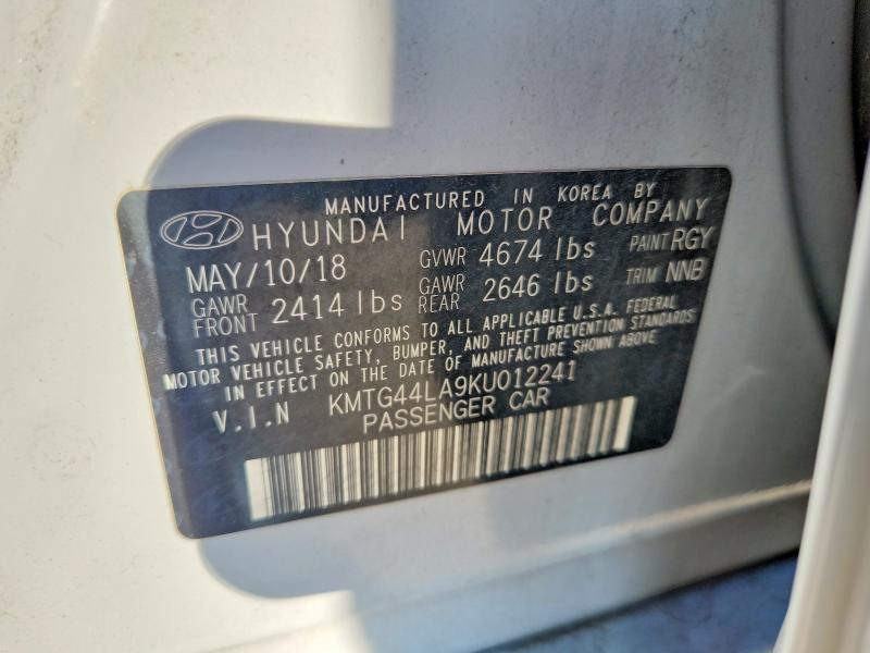 69102006 :رقم المزاد ، KMTG44LA9KU012241 vin ، 2019 Genesis G70 مزاد بيع