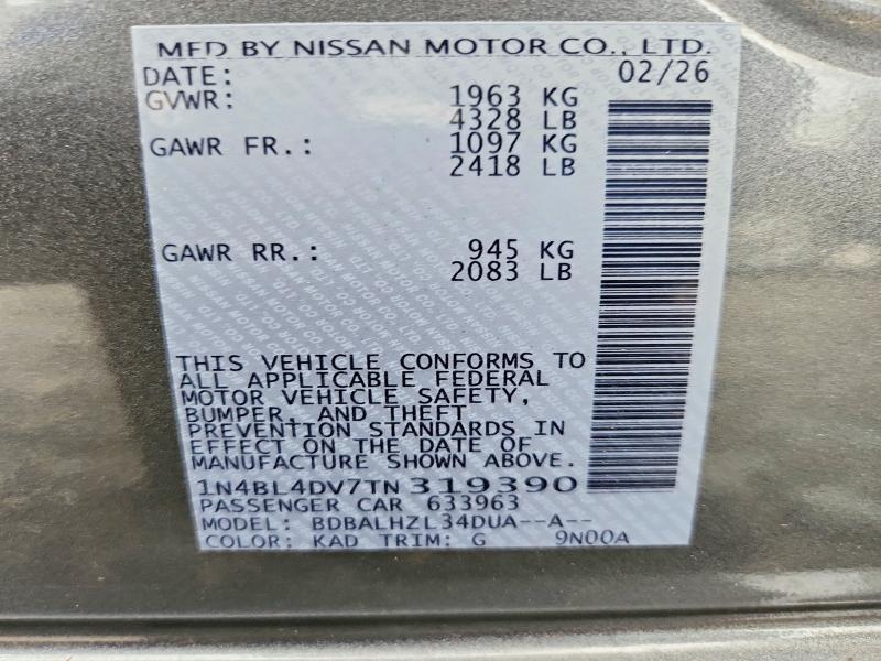 Продаж на аукціоні авто 2026 Nissan Altima, vin: 1N4BL4DV7TN319390, номер лоту: 68414476