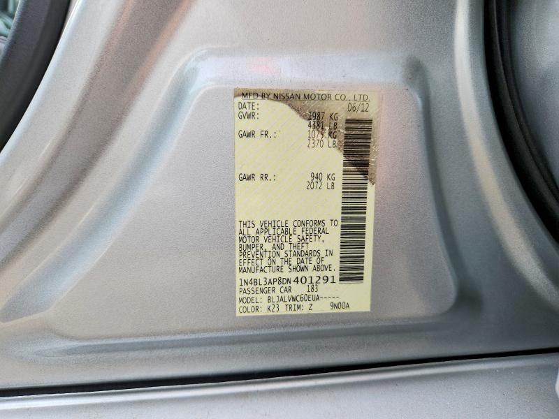 2013 Nissan Altima მანქანა იყიდება აუქციონზე, vin: 1N4BL3AP8DN401291, აუქციონის ნომერი: 70608856