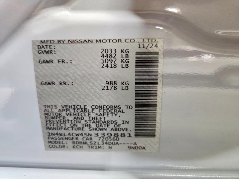 Продажа на аукционе авто 2025 Nissan Altima, vin: 1N4BL4CW4SN339881, номер лота: 68551796