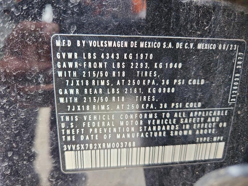 Aukcja sprzedaży 2024 Volkswagen Taos, vin: 3VVSX7B2XRM003768, numer aukcji: 69003906