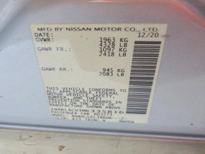 68392106 :رقم المزاد ، 1N4BL4CV3MN335816 vin ، 2021 Nissan Altima مزاد بيع