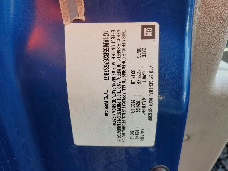 Aukcja sprzedaży 2006 Chevrolet Cobalt, vin: 1G1AM55B267637867, numer aukcji: 69956906