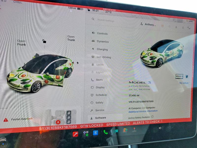 Aukcja sprzedaży 2019 Tesla Model 3, vin: 5YJ3E1EB8KF187569, numer aukcji: 67542306