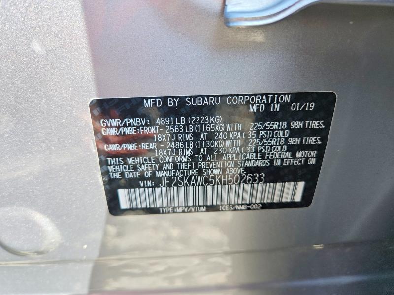 Aukcja sprzedaży 2019 Subaru Forester, vin: JF2SKAWC5KH502633, numer aukcji: 67515756
