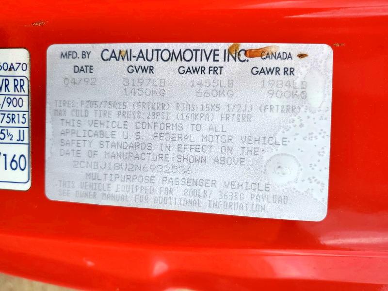 Продаж на аукціоні авто 1992 Geo Tracker, vin: 2CNBJ18U2N6932536, номер лоту: 69543406
