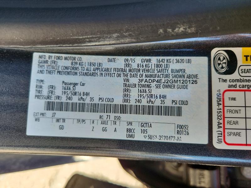 Продаж на аукціоні авто 2016 Ford Fiesta, vin: 3FADP4EJ2GM120126, номер лоту: 67173226