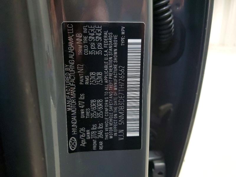 70042506 :رقم المزاد ، 5NMJB3DE7TH726562 vin ، 2026 Hyundai Tucson مزاد بيع
