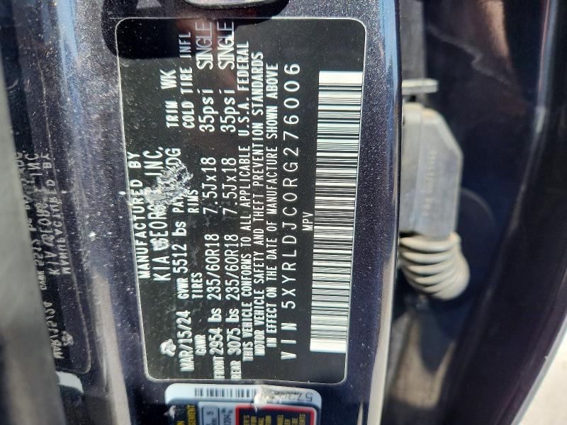 68246146 :رقم المزاد ، 5XYRLDJC0RG276006 vin ، 2024 Kia Sorento مزاد بيع
