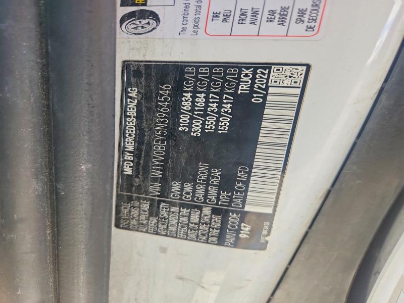 Aukcja sprzedaży 2022 Mercedes-benz Metris, vin: W1YV0BEY5N3964546, numer aukcji: 67469896