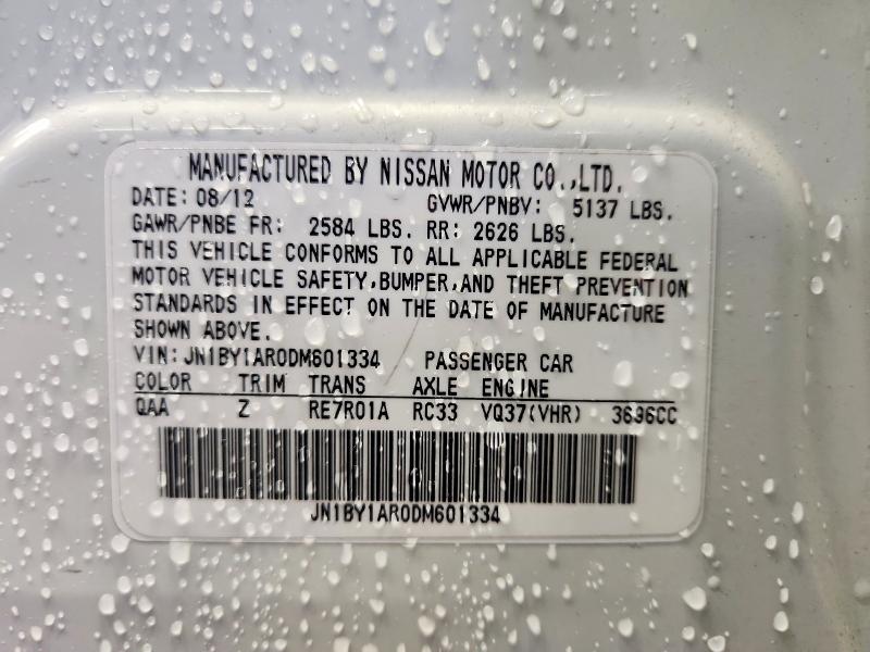 Aukcja sprzedaży 2013 Infiniti M37, vin: JN1BY1AR0DM601334, numer aukcji: 69228036