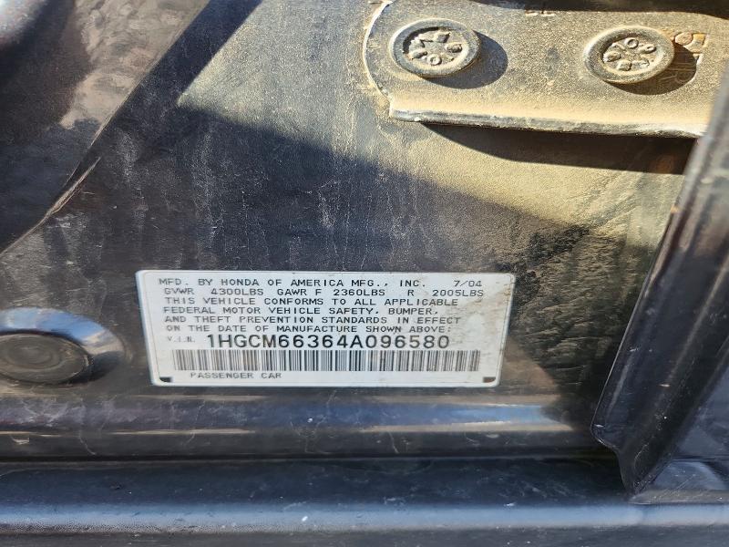 Продаж на аукціоні авто 2004 Honda Accord, vin: 1HGCM66364A096580, номер лоту: 68223226