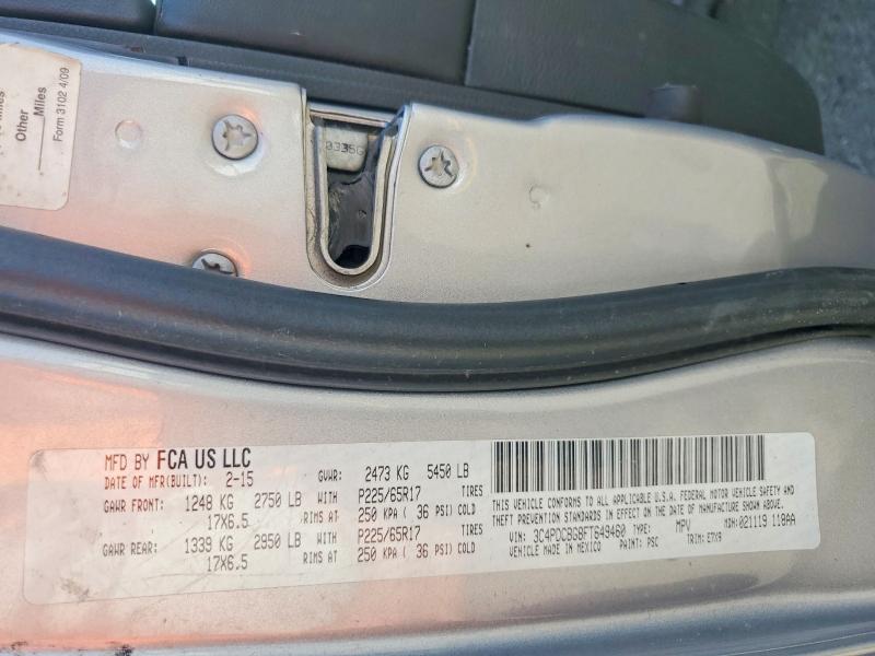 2015 Dodge Journey მანქანა იყიდება აუქციონზე, vin: 3C4PDCBG8FT649460, აუქციონის ნომერი: 67523406