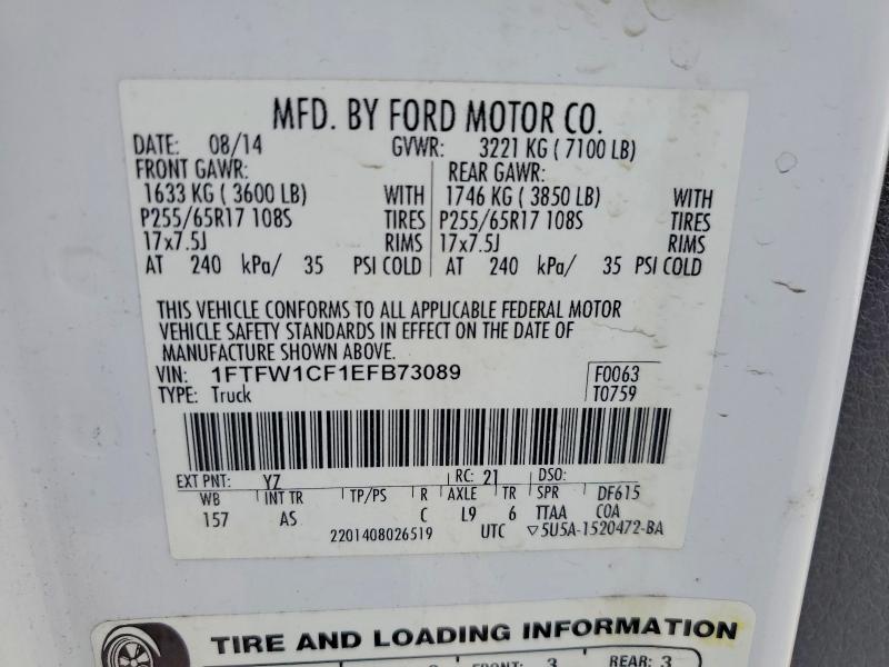 Продаж на аукціоні авто 2014 Ford F150, vin: 1FTFW1CF1EFB73089, номер лоту: 68548346