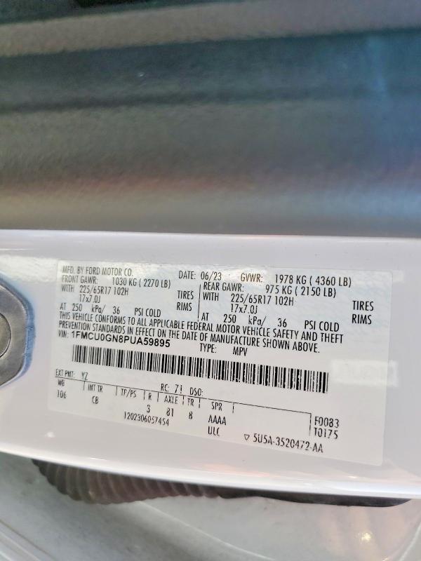 66399796 :رقم المزاد ، 1FMCU0GN8PUA59895 vin ، 2023 Ford Escape مزاد بيع