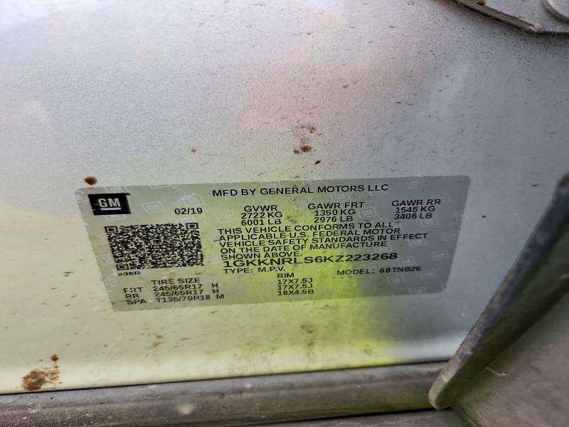 Aukcja sprzedaży 2019 Gmc Acadia, vin: 1GKKNRLS6KZ223268, numer aukcji: 67173086