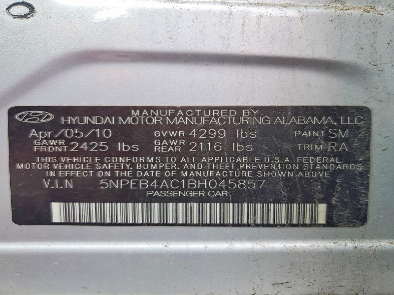 Aukcja sprzedaży 2011 Hyundai Sonata, vin: 5NPEB4AC1BH045857, numer aukcji: 70501656
