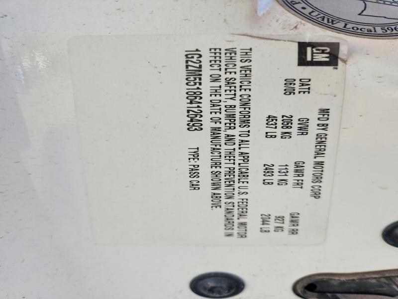 69631496 :رقم المزاد ، 1G2ZM551864126493 vin ، 2006 Pontiac G6 مزاد بيع