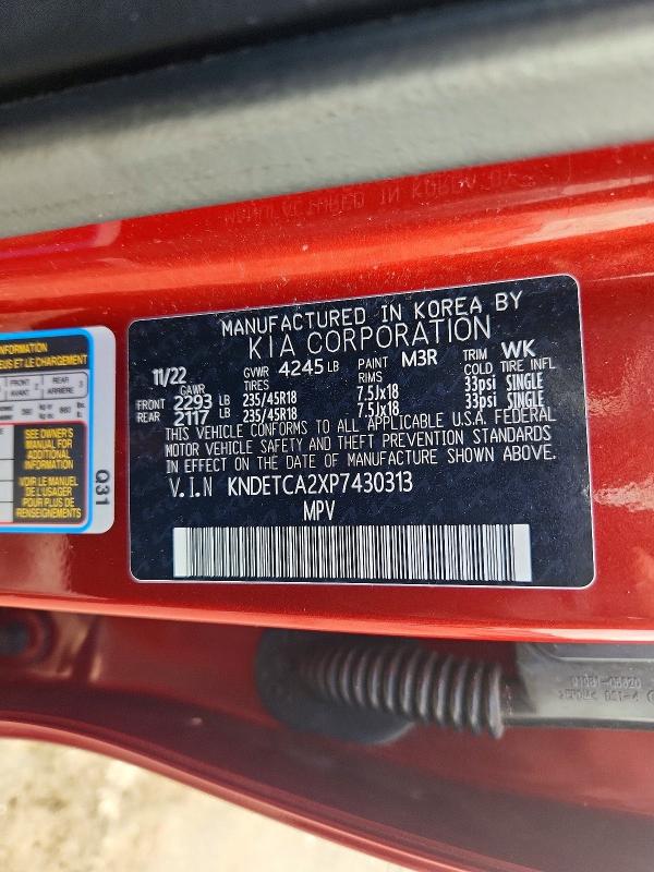 Auction sale of the 2023 Kia Seltos, vin: KNDETCA2XP7430313, lot number: 69293646