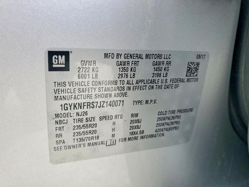 2018 Cadillac Xt5 მანქანა იყიდება აუქციონზე, vin: 1GYKNFRS7JZ140071, აუქციონის ნომერი: 70249096