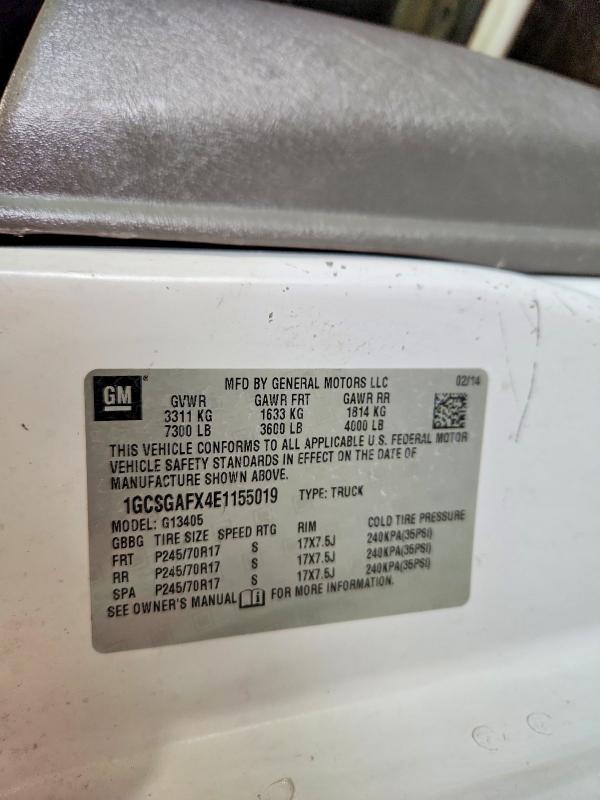 70726156 :رقم المزاد ، 1GCSGAFX4E1155019 vin ، 2014 Chevrolet Express G1500 مزاد بيع
