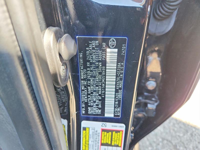 Aukcja sprzedaży 2021 Toyota Camry, vin: 4T1G11AK3MU518499, numer aukcji: 70375386