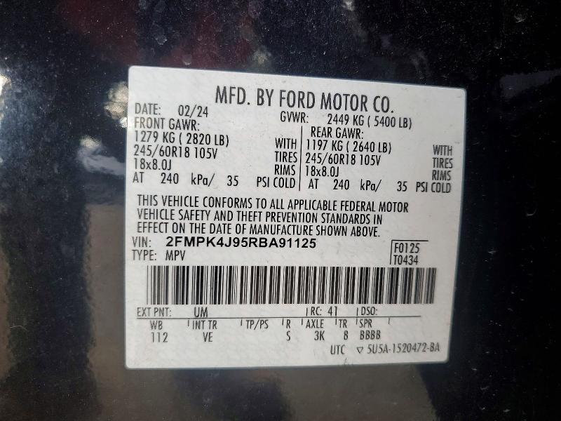 Продажа на аукционе авто 2024 Ford Edge, vin: 2FMPK4J95RBA91125, номер лота: 69948186