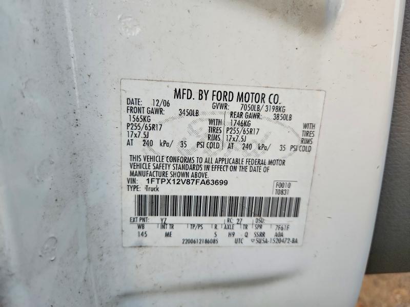 68611856 :رقم المزاد ، 1FTPX12V87FA63699 vin ، 2007 Ford F150 مزاد بيع