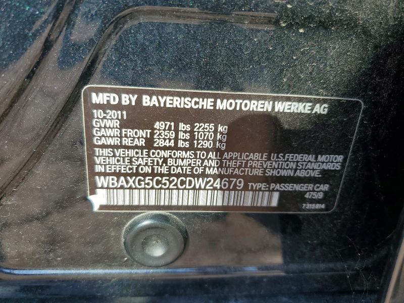 Продажа на аукционе авто 2012 Bmw 528, vin: WBAXG5C52CDW24679, номер лота: 69115986