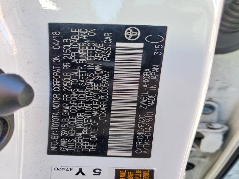 Aukcja sprzedaży 2018 Toyota Prius, vin: JTDKARFU3J3059967, numer aukcji: 69193826