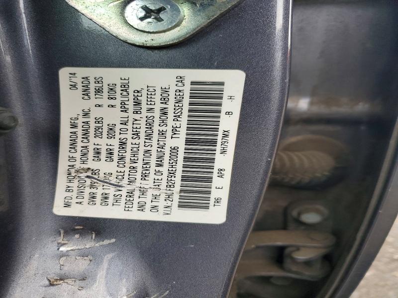 2014 Honda Civic მანქანა იყიდება აუქციონზე, vin: 2HGFB2F9XEH520006, აუქციონის ნომერი: 67351426