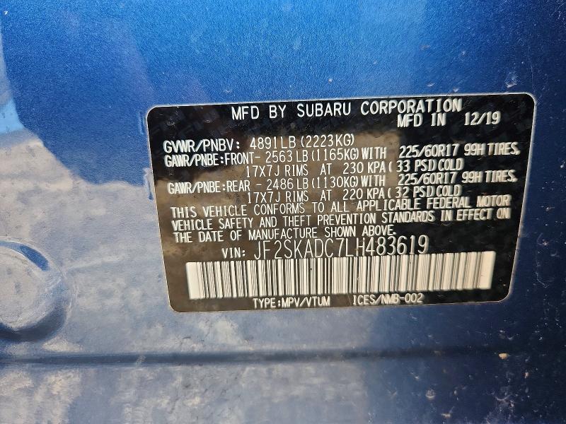 Aukcja sprzedaży 2020 Subaru Forester, vin: JF2SKADC7LH483619, numer aukcji: 66284126