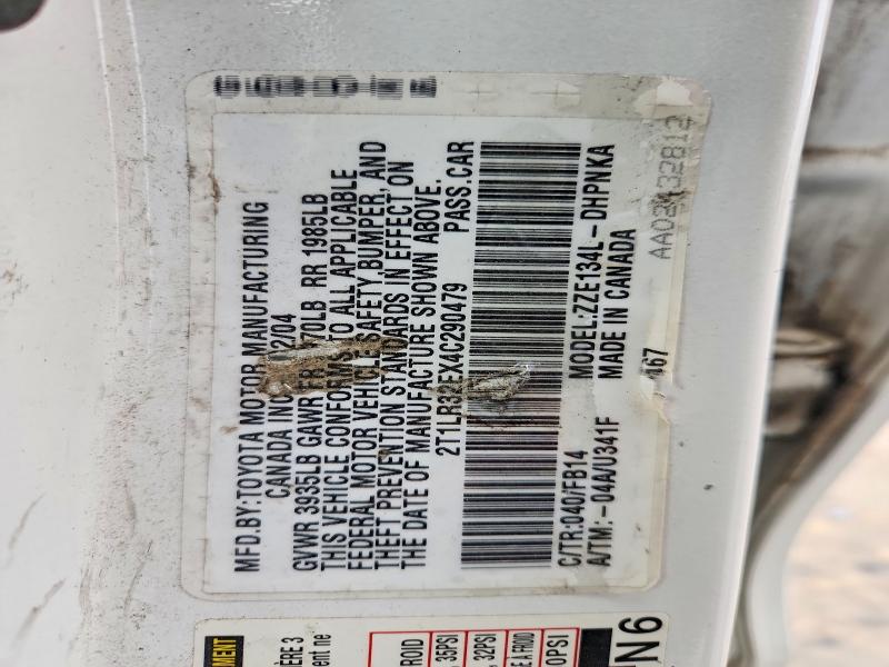 70582456 :رقم المزاد ، 2T1LR32EX4C290479 vin ، 2004 Toyota Matrix مزاد بيع