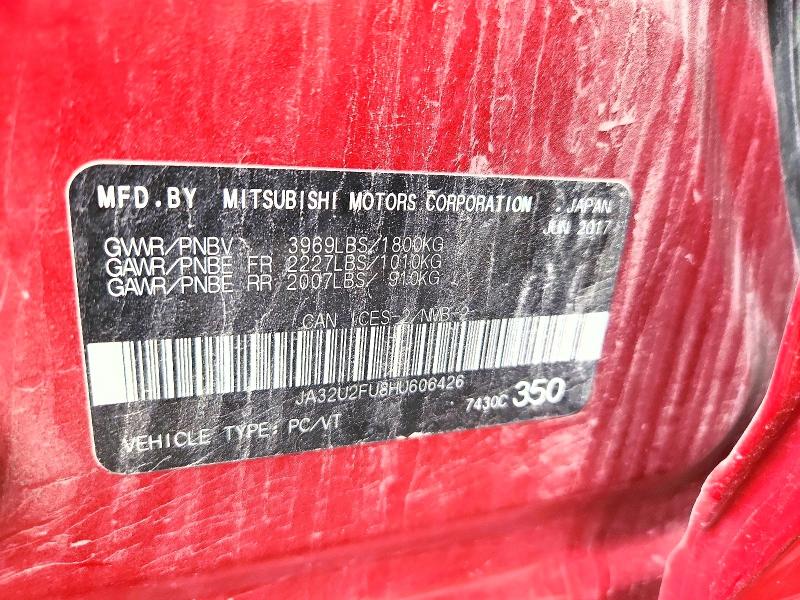 Auction sale of the 2017 Mitsubishi Lancer, vin: JA32U2FU8HU606426, lot number: 68171756