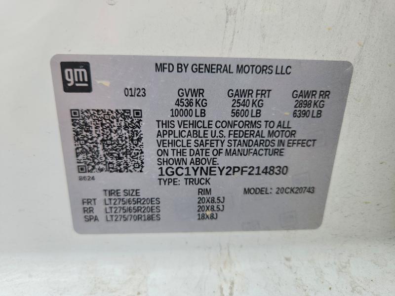 Продаж на аукціоні авто 2023 Chevrolet Silverado, vin: 1GC1YNEY2PF214830, номер лоту: 69725856