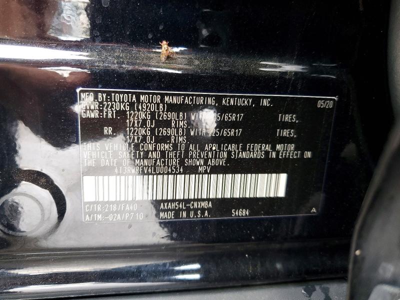 Aukcja sprzedaży 2020 Toyota Rav4 Hybrid, vin: 4T3RWRFV4LU004534, numer aukcji: 68264436
