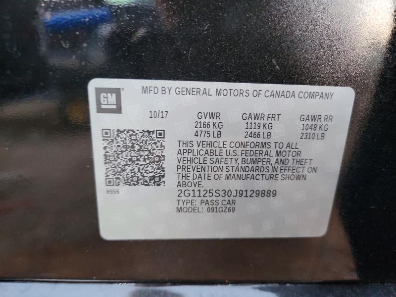 70800326 :رقم المزاد ، 2G1125S30J9129889 vin ، 2018 Chevrolet Impala مزاد بيع