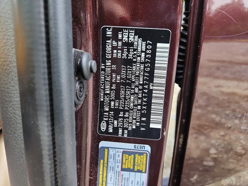Продаж на аукціоні авто 2015 Kia Sorento, vin: 5XYKT4A77FG573807, номер лоту: 67120066
