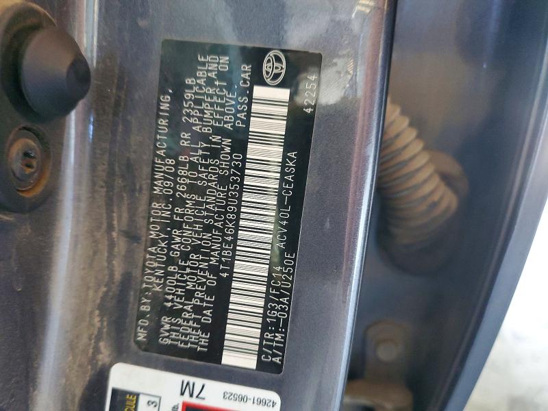 2009 Toyota Camry მანქანა იყიდება აუქციონზე, vin: 4T1BE46K89U353730, აუქციონის ნომერი: 68698986